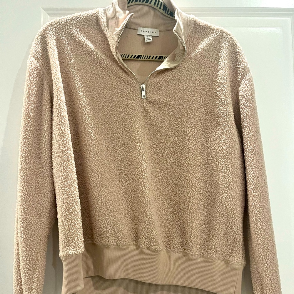 Topshop tan quarter zip
